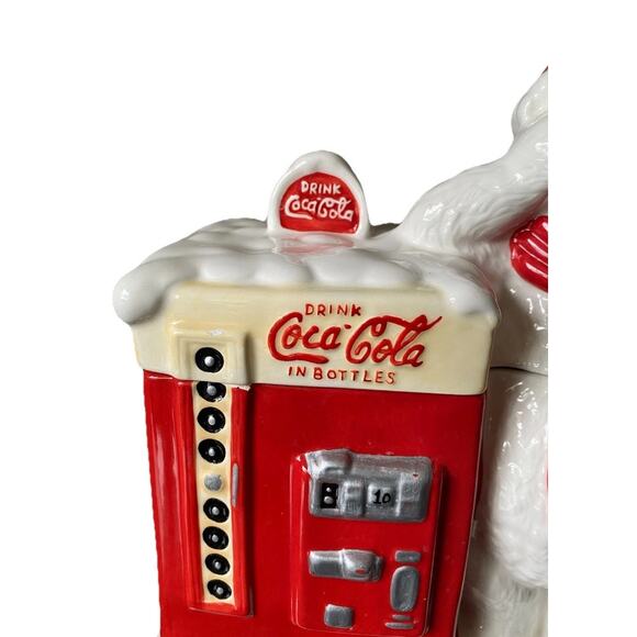 Vintage Coca Cola Polar Bear At Coke Machine Cookie Jar 417401 - Picture 13 of 15